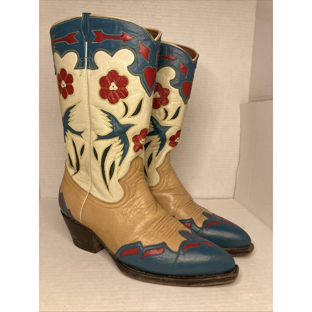Montana Swallow Vintage Womens Western Boots sz 8.5